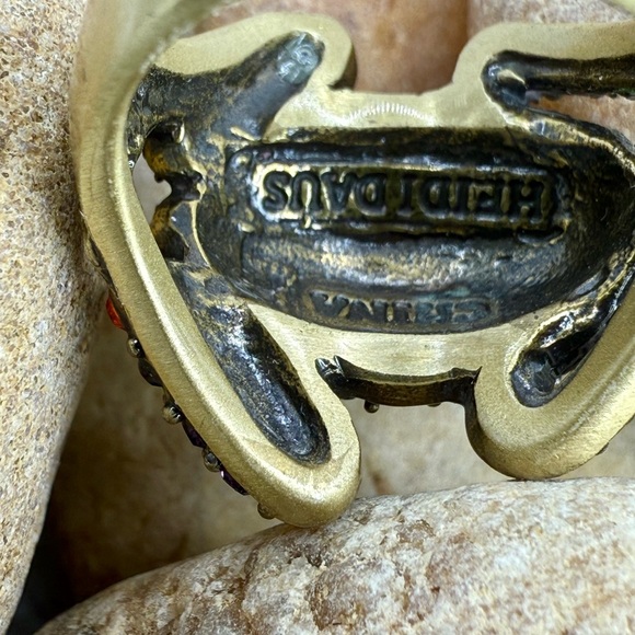 Retired Authentic Heidi Daus Green Swarovski Crystal Frog Ring –Size 7 Whimsical - Picture 8 of 16